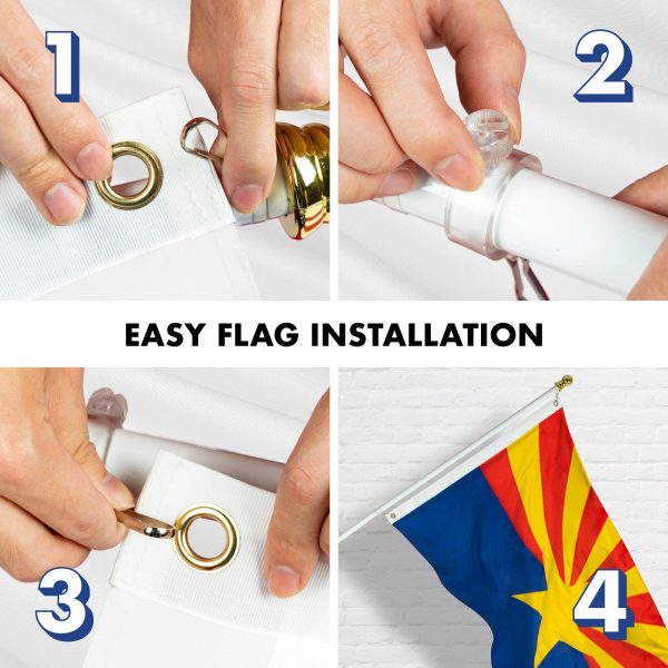 G128 - 6 Feet Tangle Free Spinning Flagpole (White) Arizona Double Sided Brass Grommets Embroidered 3x5 ft (Flag Included) Aluminum Flag Pole - Image 7