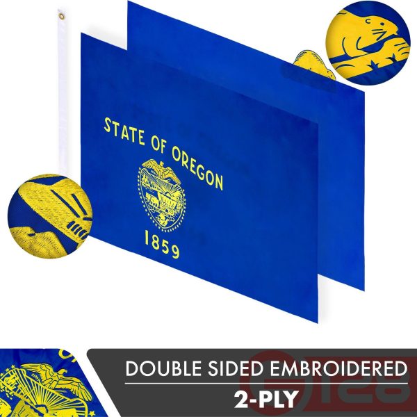Oregon OR State Flag 3x5 Ft 10-Pack Double-sided Embroidered Polyester By G128 - Image 2