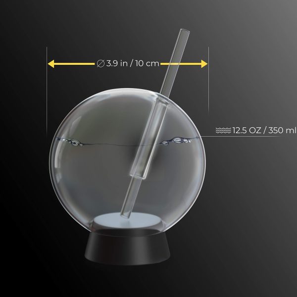 Smoking Gun Wood Smoke Infuser Cocktail Ball   2 pcs Food Smoke Infuser Accessory   Cocktail Ball Glass with Glass Straw for Drink Smoker 12 Oz (350 ml) Black Plug - Image 3