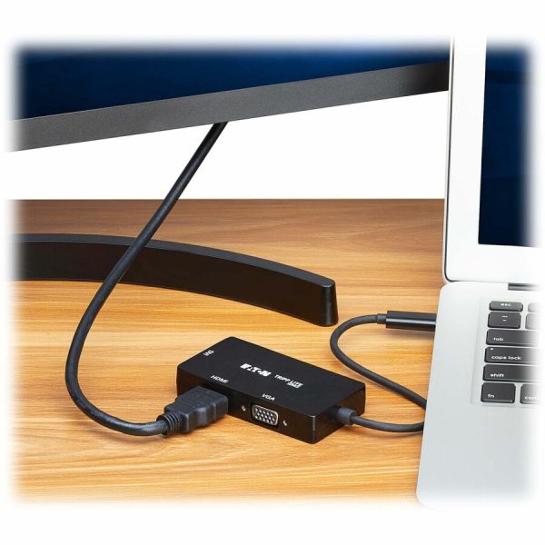 Eaton Tripp Lite Series USB-C Multiport Adapter (M/3xF) - 4K 60 Hz HDMI, 1080p VGA + DVI Ports, Black - Image 2
