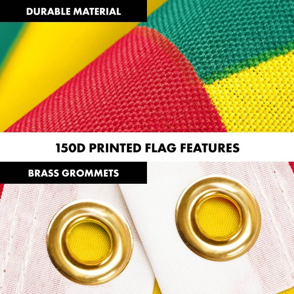 G128 Combo Pack: 6 Ft Tangle Free Aluminum Spinning Flagpole (Silver) & Grenada Grenadian Flag 3x5 Ft, LiteWeave Pro Series Printed 150D Polyester | Pole with Flag Included - Image 4