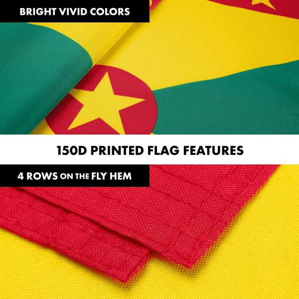 G128 Combo Pack: 6 Ft Tangle Free Aluminum Spinning Flagpole (Silver) & Grenada Grenadian Flag 3x5 Ft, LiteWeave Pro Series Printed 150D Polyester | Pole with Flag Included - Image 5