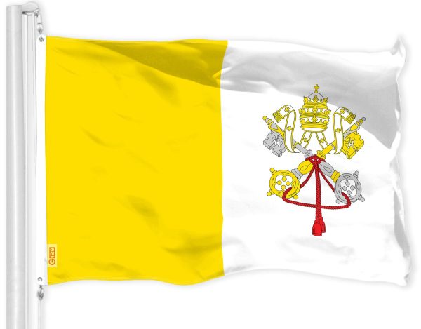 G128 Vatican City Flag | 3x5 Ft | LiteWeave Pro Series Printed 150D Polyester | Country Flag, Indoor/Outdoor, Vibrant Colors, Brass Grommets, Thicker and More Durable Than 100D 75D Polyester