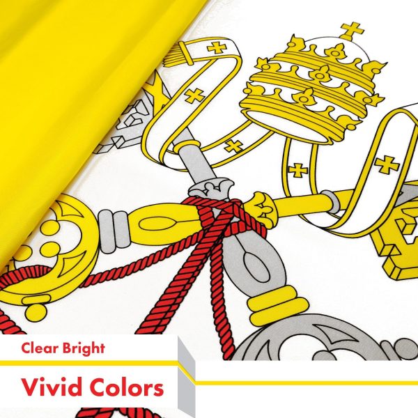 G128 Vatican City Flag | 3x5 Ft | LiteWeave Pro Series Printed 150D Polyester | Country Flag, Indoor/Outdoor, Vibrant Colors, Brass Grommets, Thicker and More Durable Than 100D 75D Polyester - Image 3
