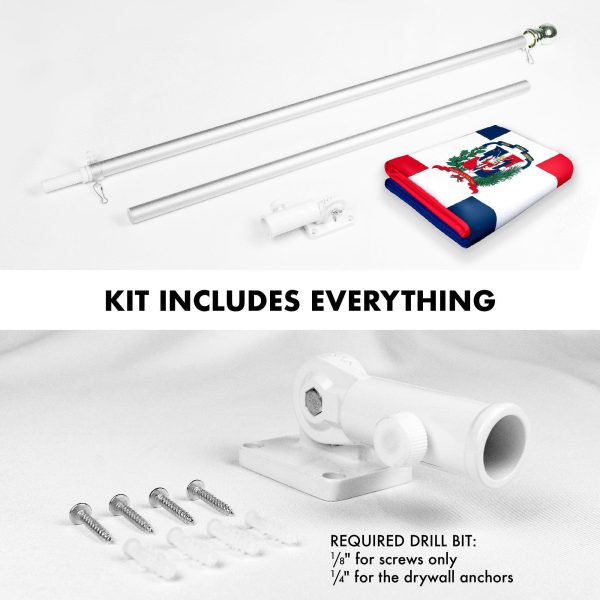 G128 Combo Pack: 6 Feet Tangle Free Spinning Flagpole (Silver) Dominican Republic Dominican Flag 3x5 ft Printed 150D Brass Grommets (Flag Included) Aluminum Flag Pole - Image 2
