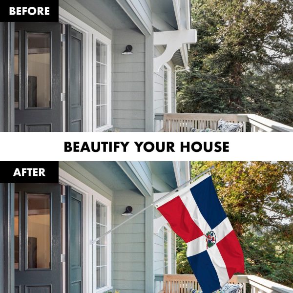 G128 Combo Pack: 6 Feet Tangle Free Spinning Flagpole (Silver) Dominican Republic Dominican Flag 3x5 ft Printed 150D Brass Grommets (Flag Included) Aluminum Flag Pole - Image 3