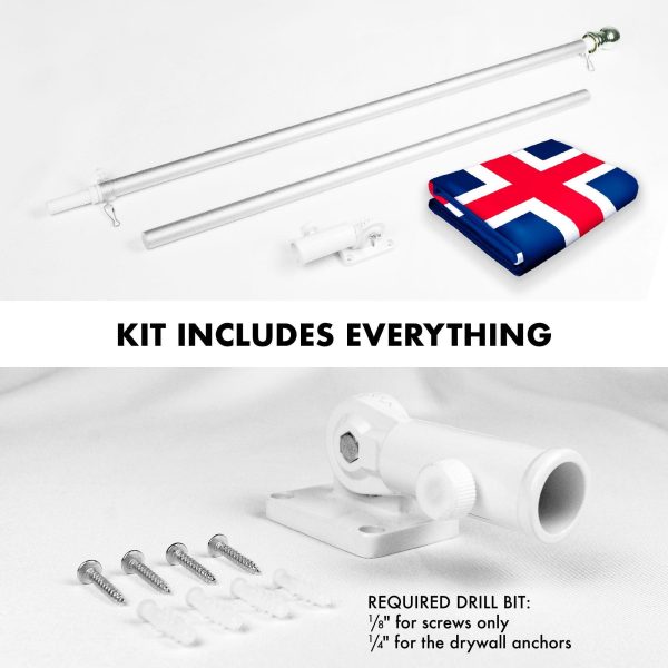 G128 Combo Pack: 6 Feet Tangle Free Spinning Flagpole (Silver) Iceland Icelandic Flag 3x5 ft Printed 150D Brass Grommets (Flag Included) Aluminum Flag Pole - Image 2