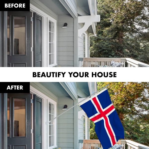 G128 Combo Pack: 6 Feet Tangle Free Spinning Flagpole (Silver) Iceland Icelandic Flag 3x5 ft Printed 150D Brass Grommets (Flag Included) Aluminum Flag Pole - Image 3