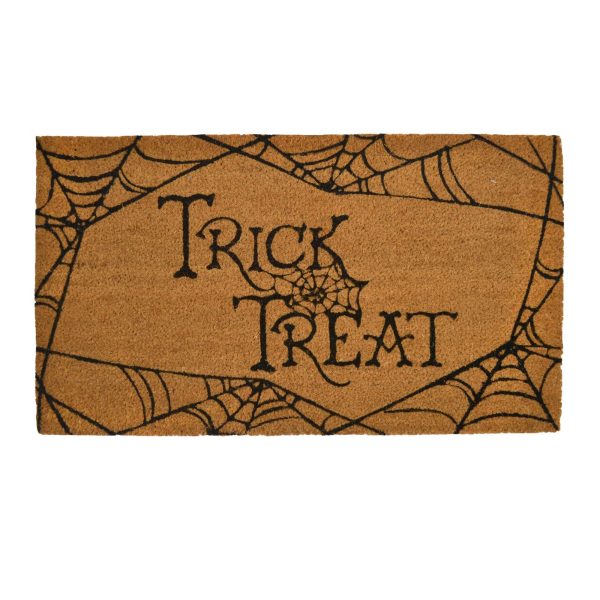 Decorative Halloween Welcome Mat Trick & Treat Natural Coco Coir Mats with Non Slip PVC Backing Indoor Outdoor Mats for Home & Office Floor Mats for Door Decor 30 x17