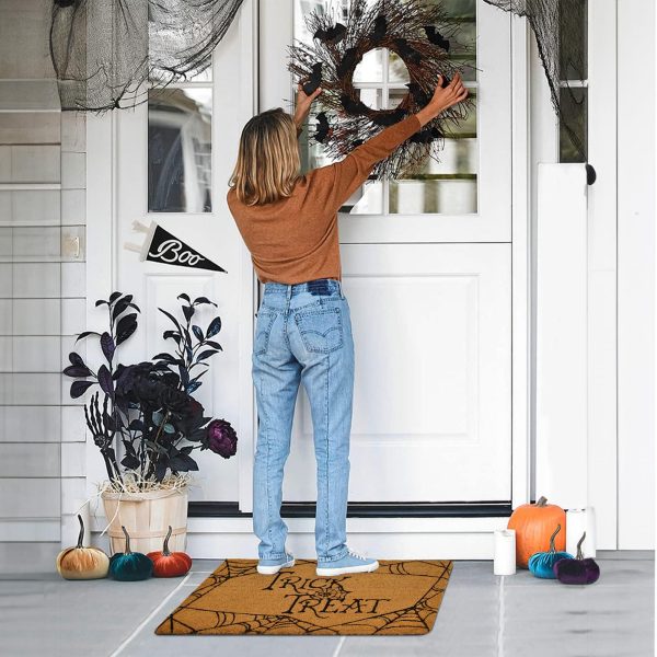Decorative Halloween Welcome Mat Trick & Treat Natural Coco Coir Mats with Non Slip PVC Backing Indoor Outdoor Mats for Home & Office Floor Mats for Door Decor 30 x17 - Image 2