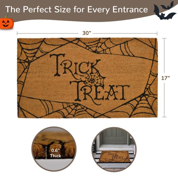 Decorative Halloween Welcome Mat Trick & Treat Natural Coco Coir Mats with Non Slip PVC Backing Indoor Outdoor Mats for Home & Office Floor Mats for Door Decor 30 x17 - Image 3
