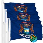 G128 3 Pack: Michigan MI State Flag | 3x5 Ft | ToughWeave Series Embroidered 300D Polyester | Embroidered Design, Indoor/Outdoor, Brass Grommets
