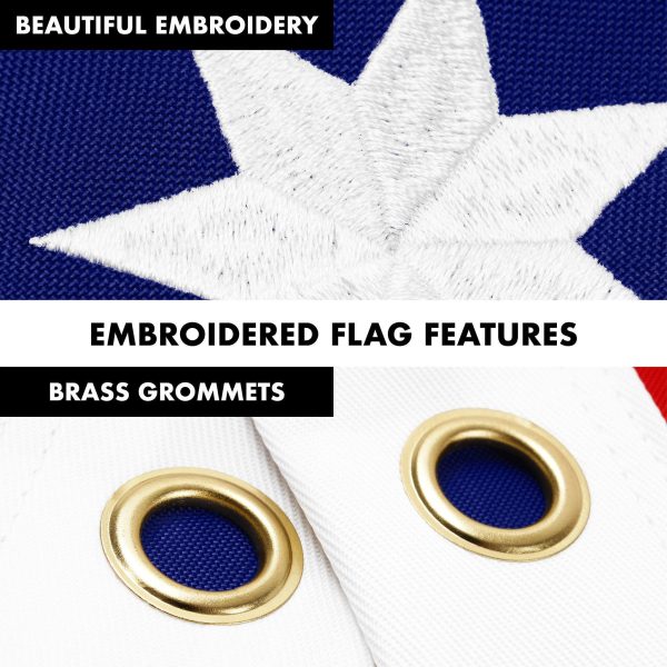 G128 Combo Pack: 5 Ft Tangle Free Aluminum Spinning Flagpole (Black) & Bennington 76 Flag 2x3 Ft, ToughWeave Series Embroidered 300D Polyester | Pole with Flag Included - Image 4