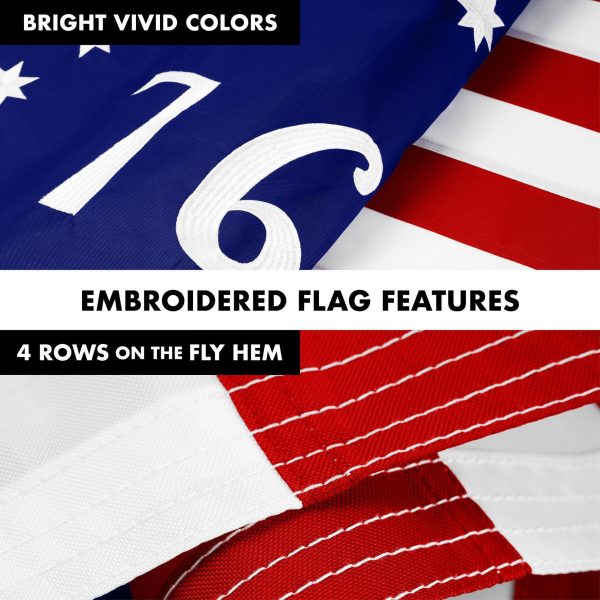 G128 Combo Pack: 5 Ft Tangle Free Aluminum Spinning Flagpole (Black) & Bennington 76 Flag 2x3 Ft, ToughWeave Series Embroidered 300D Polyester | Pole with Flag Included - Image 5