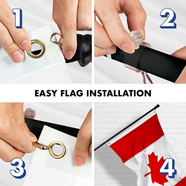 G128 Combo Pack: 5 Ft Tangle Free Spinning Flagpole (Black) & Canada Canadian Flag 2x3 Ft Double Sided Embroidered 210D Polyester - Image 7