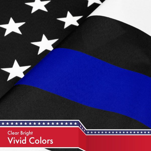 Thin Blue Line American Flag 3x5 Ft 5-Pack Printed 150D Polyester By G128 - Image 3