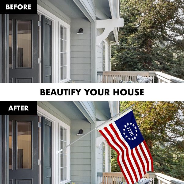 G128 Combo Pack: 5 Ft Tangle Free Aluminum Spinning Flagpole (Silver) & Betsy Ross 1776 Flag 2x3 Ft, ToughWeave Series Embroidered 300D Polyester | Pole with Flag Included - Image 3