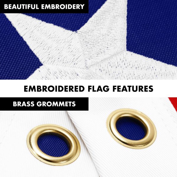 G128 Combo Pack: 5 Ft Tangle Free Aluminum Spinning Flagpole (Silver) & Betsy Ross 1776 Flag 2x3 Ft, ToughWeave Series Embroidered 300D Polyester | Pole with Flag Included - Image 4