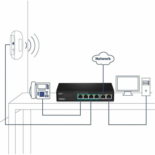 TRENDnet 6-Port Fast Ethernet PoE+ Switch, 4 x Fast Ethernet PoE Ports, 2 x Fast Ethernet Ports, 60W PoE Budget, 1.2 Gbps Switch Capacity, Metal, Limited Lifetime Protection, Black, TPE-S50 - Image 6