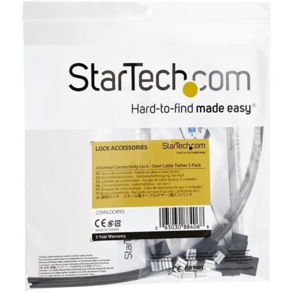 StarTech.com 5-Pack Security Cable Tethers for Adapters & Dongles - Universal Cable Tether Kit - Steel Tether Cable Lock - Anti-Theft - Image 4