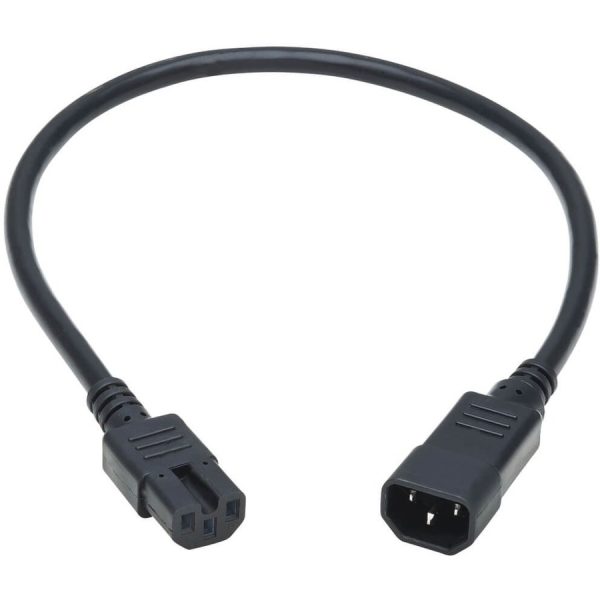 Eaton Tripp Lite Series Power Cord C14 to C15 - Heavy-Duty, 15A, 250V, 14 AWG, 2 ft. (0.61 m), Black - Image 2