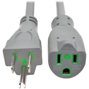 Eaton Tripp Lite Series Hospital-Grade Extension Cord, NEMA 5-15P to NEMA 5-15R - Green Dot, 13A, 125V, 16 AWG, 6 ft. (1.83 m), Gray