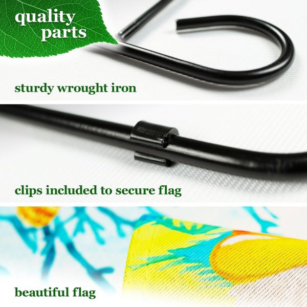 G128 Combo Pack: Garden Flag Stand Black 36 in x 16 in & Garden Flag Summer Decoration All You Need is Summer Gnome 12"x18" Double-Sided Blockout Fabric - Image 4