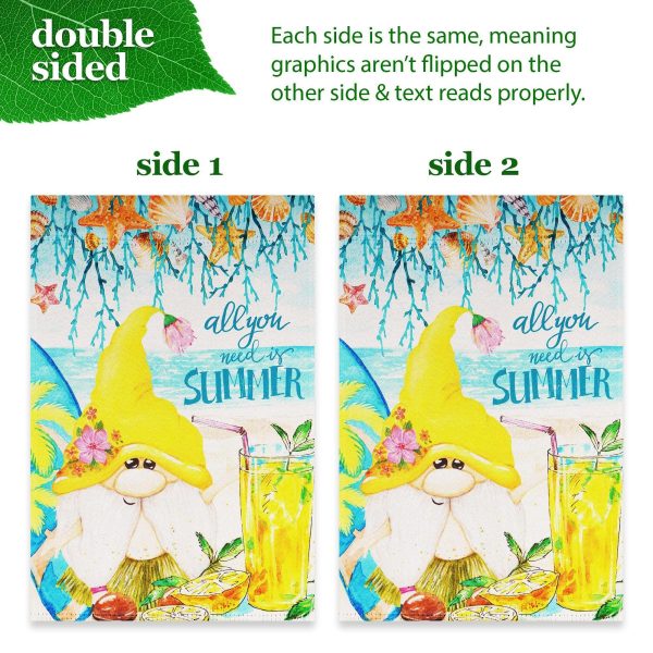 G128 Combo Pack: Garden Flag Stand Black 36 in x 16 in & Garden Flag Summer Decoration All You Need is Summer Gnome 12"x18" Double-Sided Blockout Fabric - Image 5