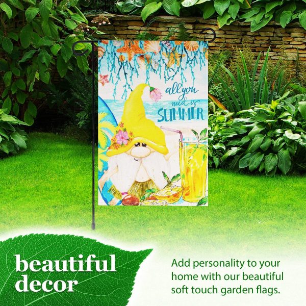 G128 Combo Pack: Garden Flag Stand Black 36 in x 16 in & Garden Flag Summer Decoration All You Need is Summer Gnome 12"x18" Double-Sided Blockout Fabric - Image 6