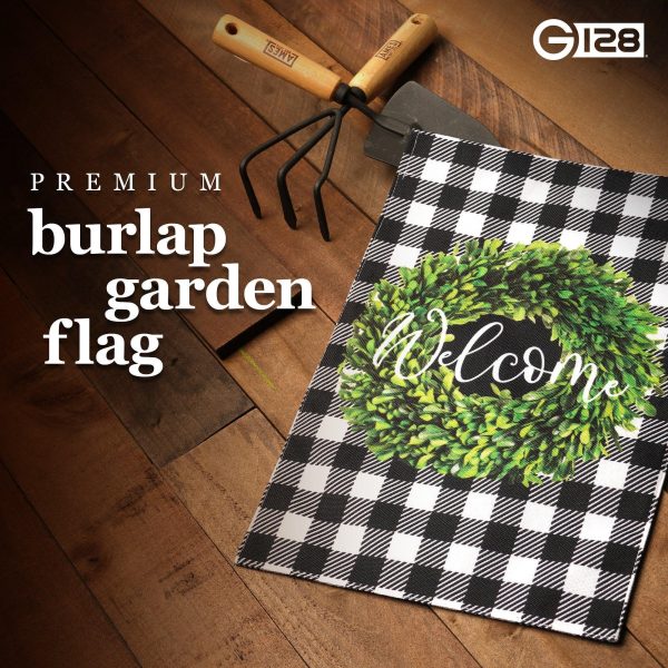 G128 Garden Flag Welcome Wreath | 12x18 Inch | Printed Burlap Polyester - Everyday Decoration - Image 2
