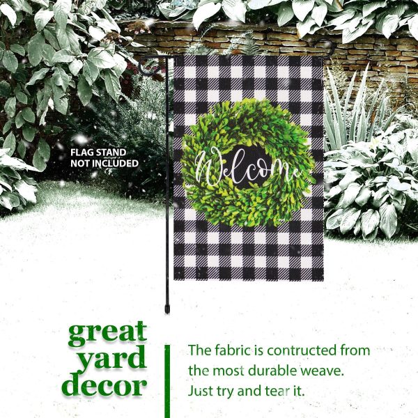 G128 Garden Flag Welcome Wreath | 12x18 Inch | Printed Burlap Polyester - Everyday Decoration - Image 7