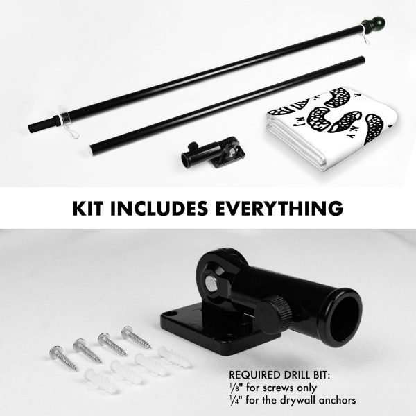 G128 Combo Pack: Flag Pole 6 FT Black Tangle Free & Join or Die White Flag 3x5 FT Brass Grommets Printed Polyester (Flag Included) Aluminum Flag Pole - Image 2