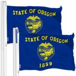 G128 2 Pack: Oregon OR State Flag | 3x5 Ft | Double LiteWeave Pro Series Double Sided Printed 150D Polyester | Indoor/Outdoor, Brass Grommets, Thicker and More Durable Than 100D 75D Poly, 2-ply