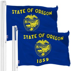 G128 2 Pack: Oregon OR State Flag | 3x5 Ft | Double LiteWeave Pro Series Double Sided Printed 150D Polyester | Indoor/Outdoor, Brass Grommets, Thicker and More Durable Than 100D 75D Poly, 2-ply