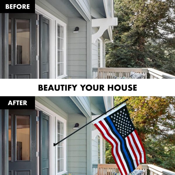 G128 Flag Pole 5 FT Black Tangle Free & Blue Lives Matter Flag 2x3 FT Combo Embroidered Spun Polyester - Image 3