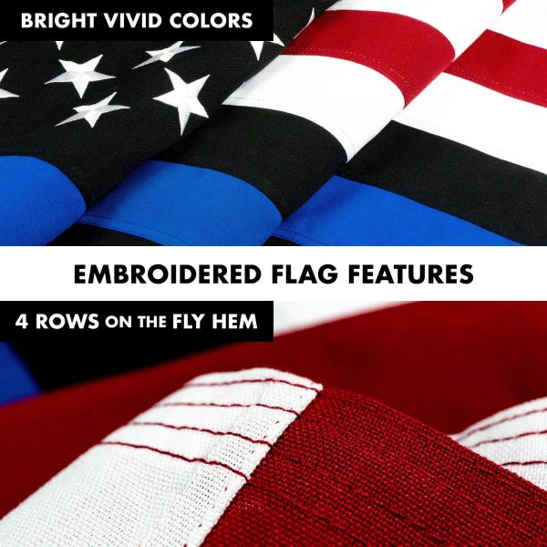 G128 Flag Pole 5 FT Black Tangle Free & Blue Lives Matter Flag 2x3 FT Combo Embroidered Spun Polyester - Image 5