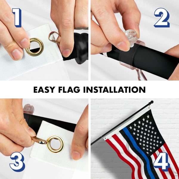 G128 Flag Pole 5 FT Black Tangle Free & Blue Lives Matter Flag 2x3 FT Combo Embroidered Spun Polyester - Image 7