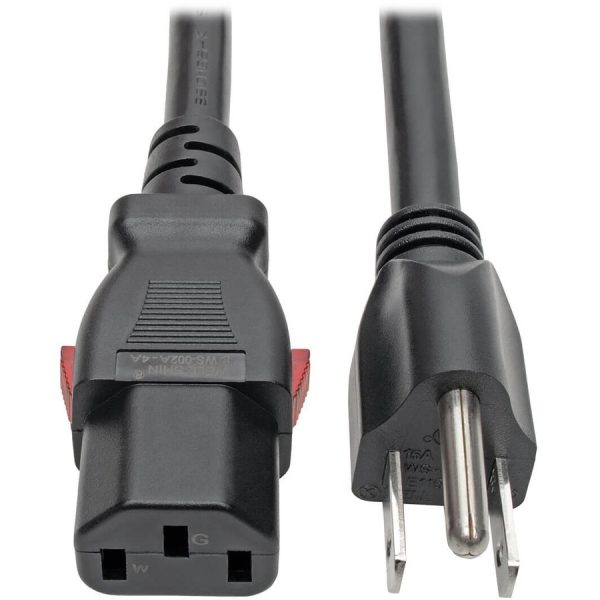 Eaton Tripp Lite Series Computer Power Cord, NEMA 5-15P to Locking C13 - Heavy-Duty, 15A, 125V, 14 AWG, 3 ft. (0.91 m), Black