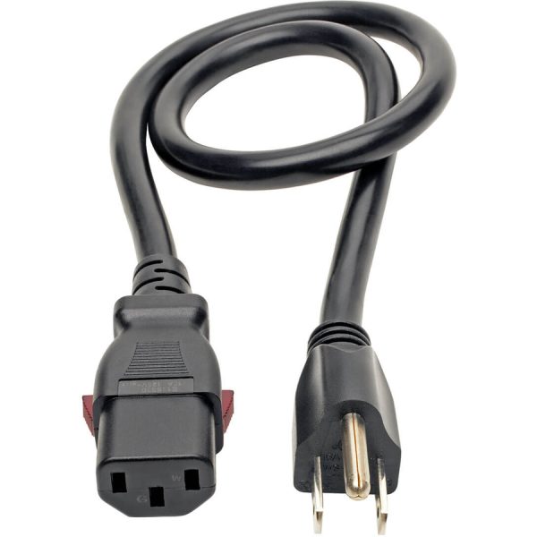 Eaton Tripp Lite Series Computer Power Cord, NEMA 5-15P to Locking C13 - Heavy-Duty, 15A, 125V, 14 AWG, 3 ft. (0.91 m), Black - Image 2