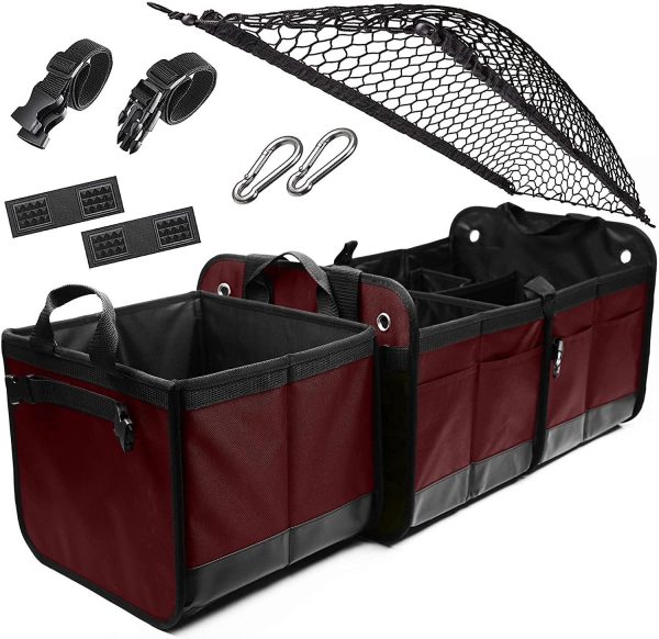 3 Compartment Separable Collapsible Car Trunk Storage Organizer for SUV Minivan Truck Sedan   XL Cherrysh