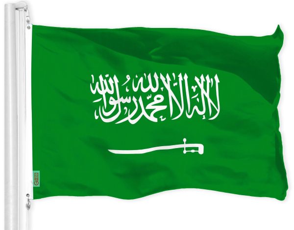 G128 Combo Pack: USA American Flag 3x5 Ft 150D Printed Stars & Saudi Arabia Flag 3x5 Ft 150D Printed - Image 2