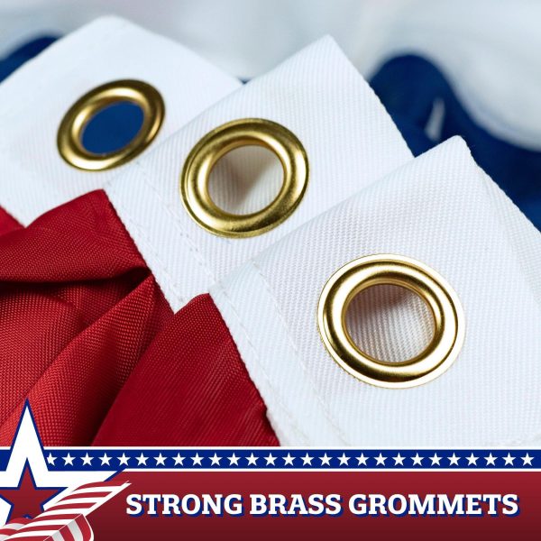 G128 USA Pleated Fan Flag 1.5x3 Feet American USA Bunting Decoration Flags EMBROIDERED Patriotic Stars & Sewn Stripes Canvas Header and Brass Grommets - Image 2