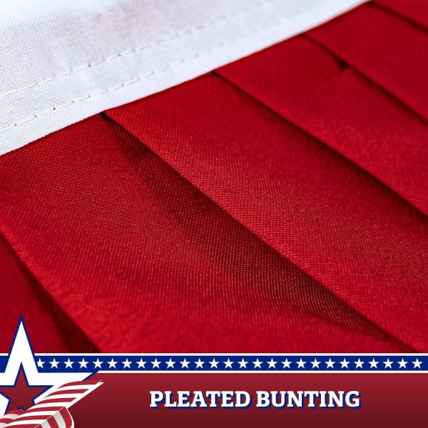 G128 USA Pleated Fan Flag 1.5x3 Feet American USA Bunting Decoration Flags EMBROIDERED Patriotic Stars & Sewn Stripes Canvas Header and Brass Grommets - Image 6