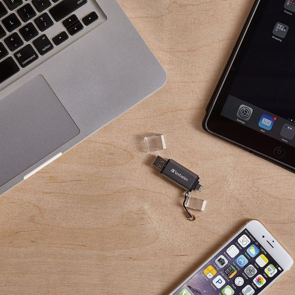 64GB Store 'n' Go Dual USB 3.0 Flash Drive for Apple Lightning Devices - Graphite - Image 3