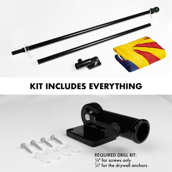 G128 - 6 Feet Tangle Free Spinning Flagpole (Black) Arizona Double Sided Brass Grommets Embroidered 3x5 ft (Flag Included) Aluminum Flag Pole - Image 2