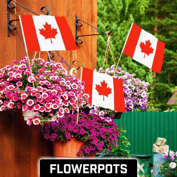 G128 50 Pack Handheld Canada Canadian Stick Flags | 12x18 In | Printed 150D Polyester, Country Flag, Solid Wooden Stick, Spear Gold Tip - Image 2
