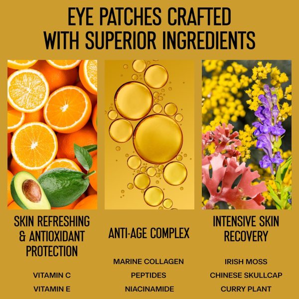 50pcs   24k Gold Under Eye Patches for Dark Circles Puffy Eyes Wrinkles   Collagen Under Eye Masks   Hydrating Under Eye Gel Pads for Eye Bags for All Skin Types - Image 5