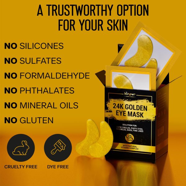 50pcs   24k Gold Under Eye Patches for Dark Circles Puffy Eyes Wrinkles   Collagen Under Eye Masks   Hydrating Under Eye Gel Pads for Eye Bags for All Skin Types - Image 6