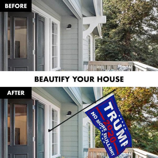 G128 Combo Pack: 6 Feet Tangle Free Spinning Flagpole (Black) Trump No More Bullshit Flag 3x5 ft Printed 150D Brass Grommets (Flag Included) Aluminum Flag Pole - Image 3