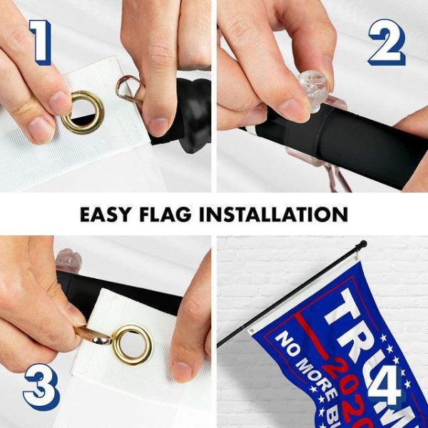 G128 Combo Pack: 6 Feet Tangle Free Spinning Flagpole (Black) Trump No More Bullshit Flag 3x5 ft Printed 150D Brass Grommets (Flag Included) Aluminum Flag Pole - Image 7